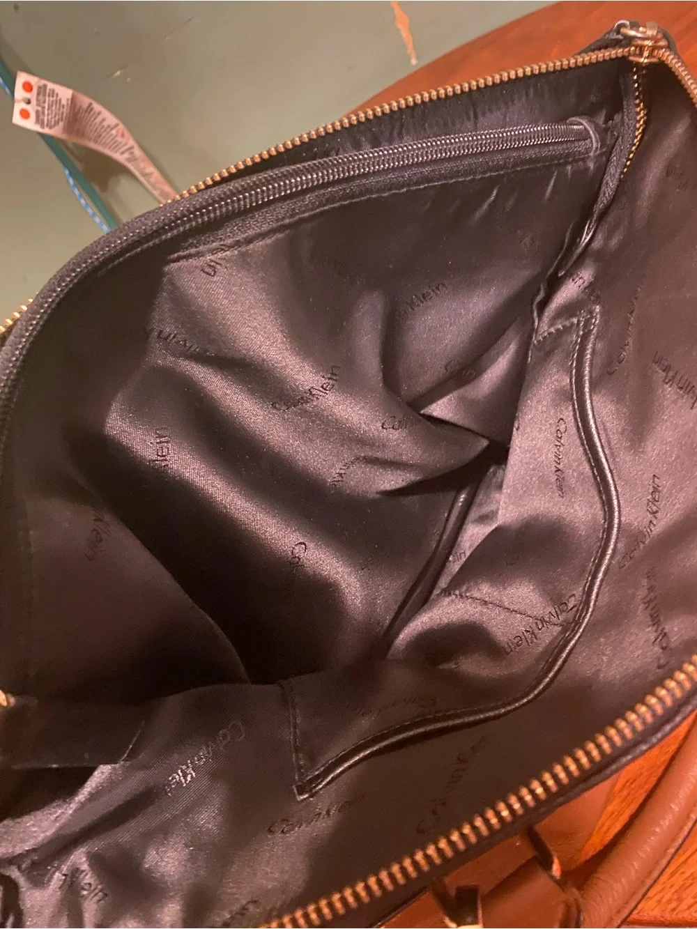 Calvin Klein Black and Brown Leather Contrast Tote